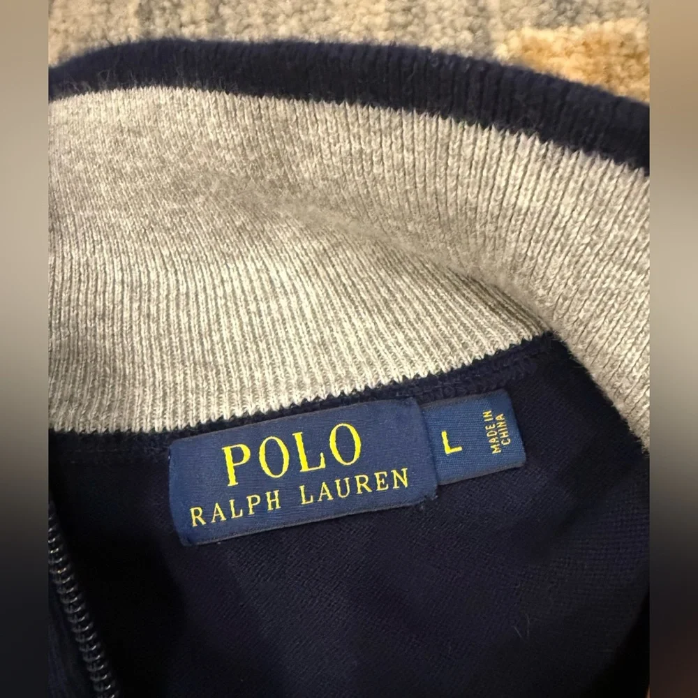Polo by Ralph Lauren Navy Zip Up Sweater - Picture 4 of 6